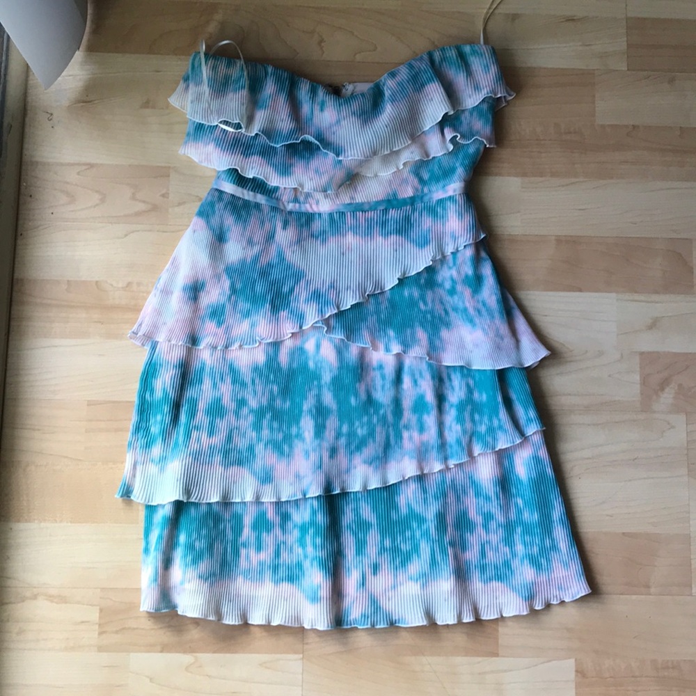 Water color tiered strapless mini dress size XS/S